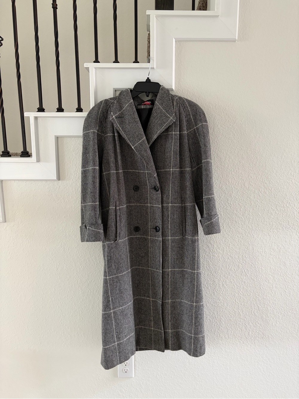 Vintage 80s Maxi Coat, M, Wool Blend, Black